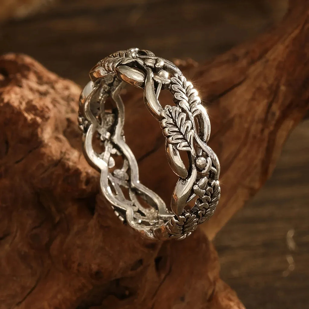 Creative Women's Vintage Zinc Alloy Branch Leaf Twist Ring Jewelry Gift