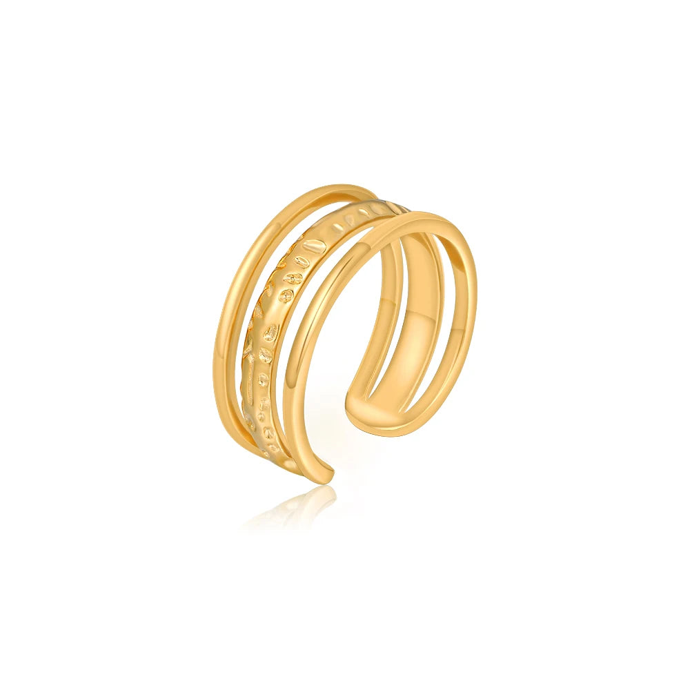 Hammered Open Thumb Ring for Women 18K Gold-Plated Copper Vintage Wedding Gift