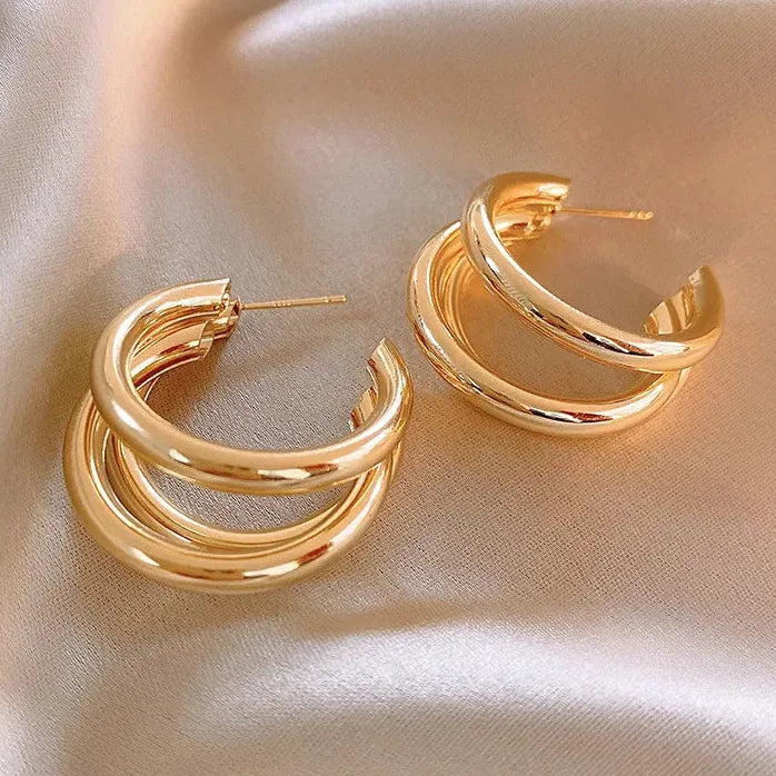Vintage Geometric C-Shaped Hoop Earrings for Women Statement Jewelry Gift