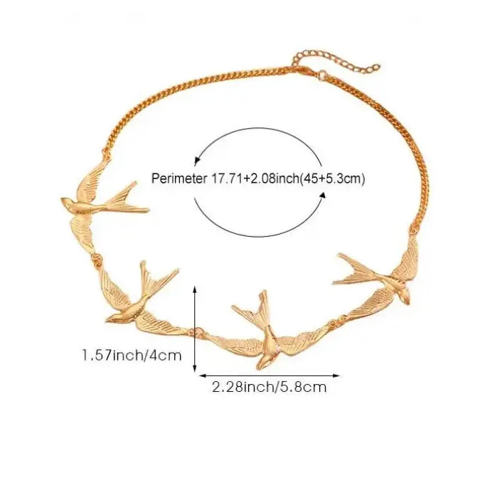 Gold Color Little Swallow Necklace Women’s Punk Chain Jewelry Gift Animal Pendant