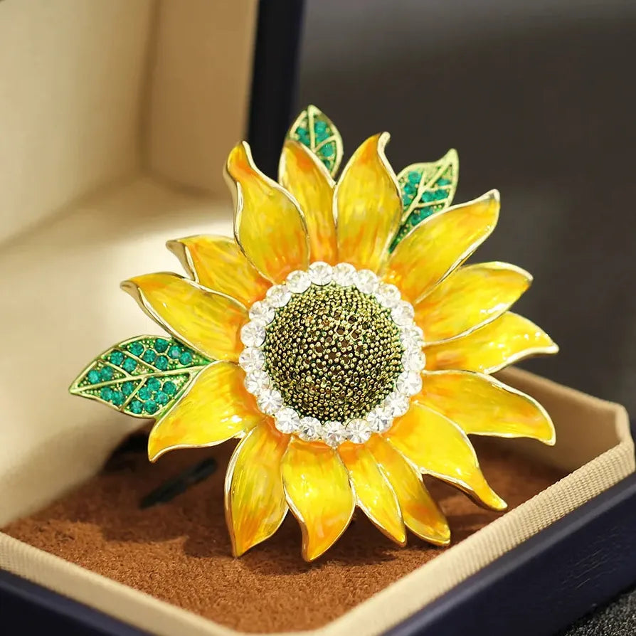 Vintage Sunflower Brooch for Wedding Party Gift Women & Men