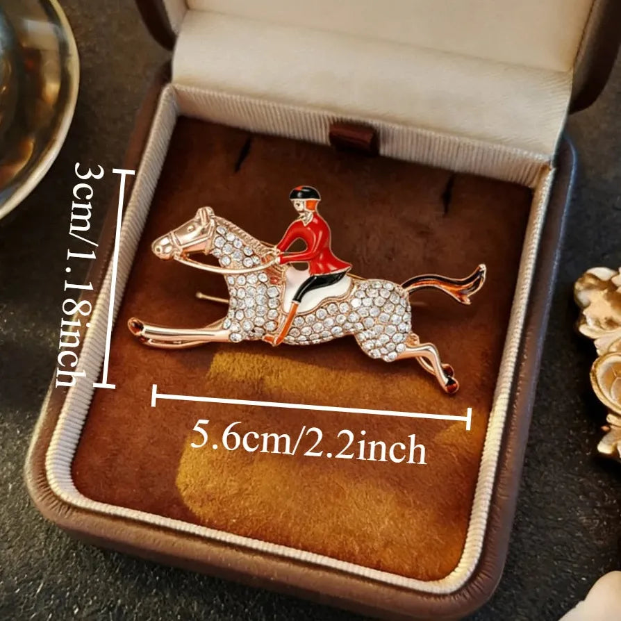 Classic Horse Rider Brooch Elegant Jewelry Gift for Men and Women