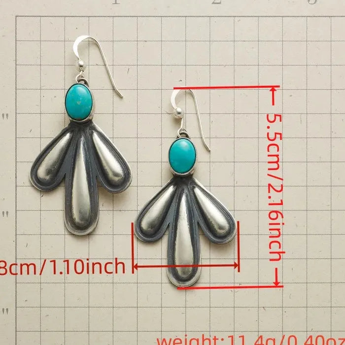 Silver Blue Stone Cactus Drop Earrings Women’s Simple Wedding Jewelry Zinc Alloy