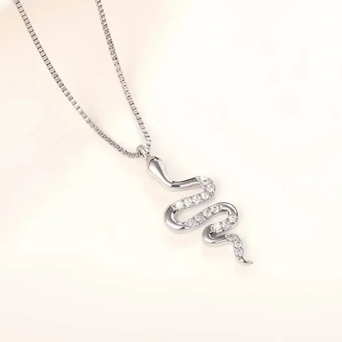 Geometric Snake Pendant Necklace with Cubic Zirconia Copper Alloy Gift for Women