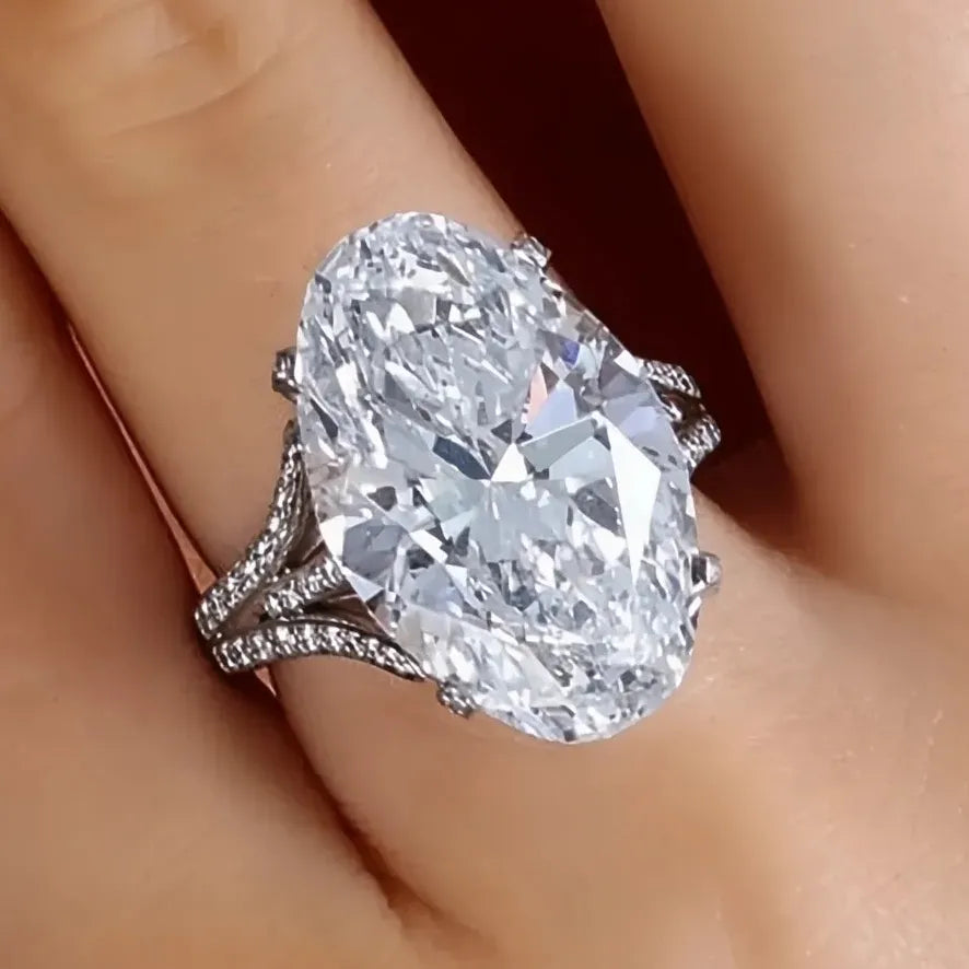 Big Crystal Oval Cubic Zirconia Wedding Ring for Women Silver Color Fashion Elegant Engagement Band Jewelry Gift
