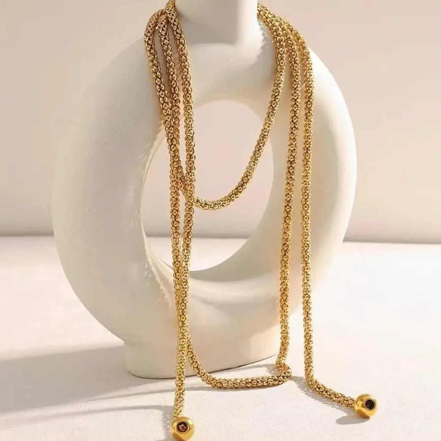 Stainless Steel Punk Geometric Round Ball Pendant Necklace Adjustable Unisex Jewelry
