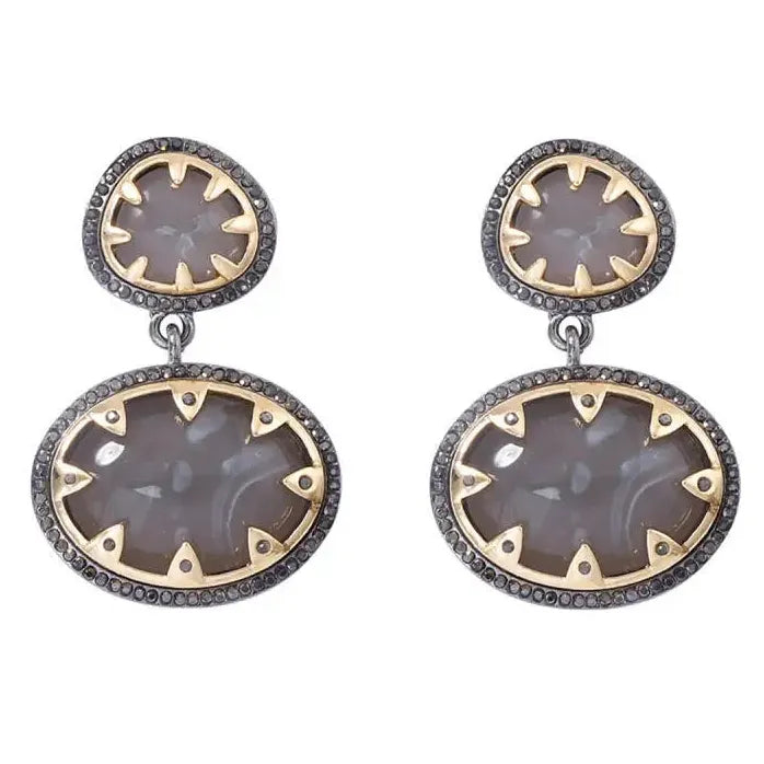 Vintage Geometric Double-Layer Round Drop Earrings for Women Stylish Jewelry