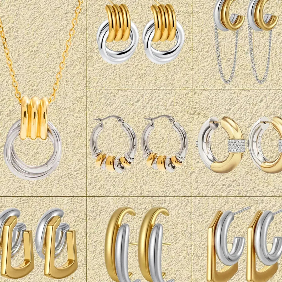 Gold Plated Double-Layer Chunky O-Shaped Hoop Earrings CZ Zircon Punk Jewelry