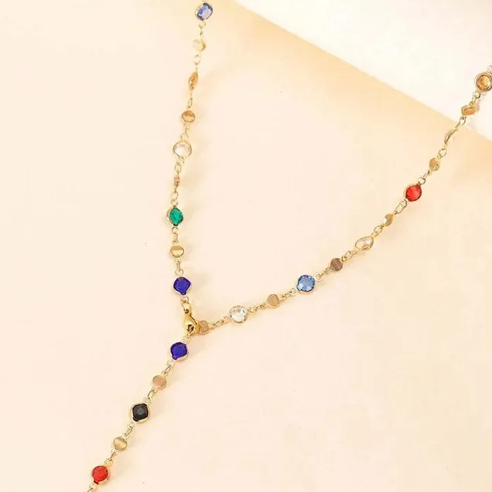 Long Tassel Zinc Alloy Heart Crystal Zircon Necklace for Women