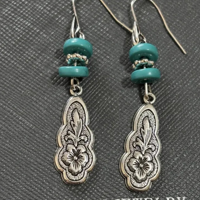 Vintage Bohemian Geometric Sapphire Drop Earrings Zinc Alloy Women's Jewelry