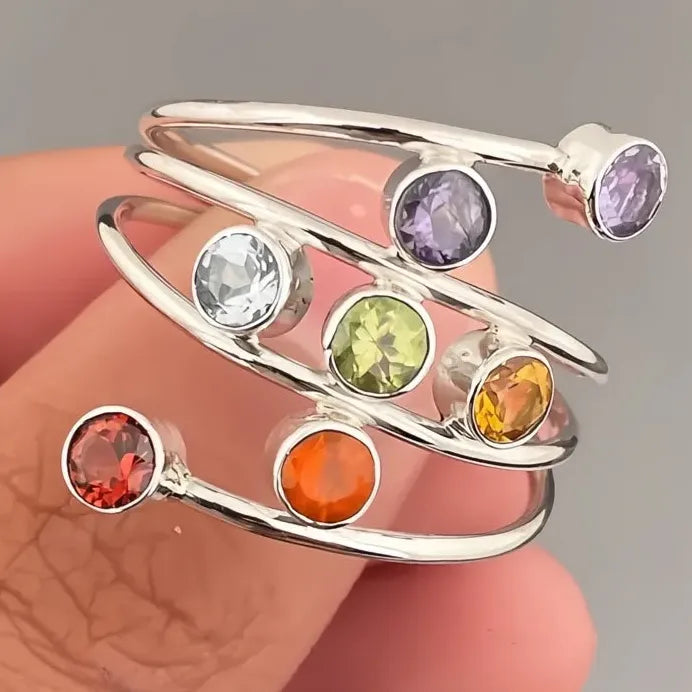 Colorful CZ Multi-layer Geometric Brass Rings for Women Party Accessory