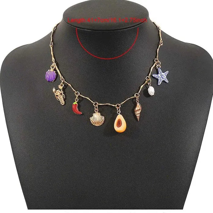 Bohemian Ocean Series Heart Pendant Necklace for Women Stylish Jewelry