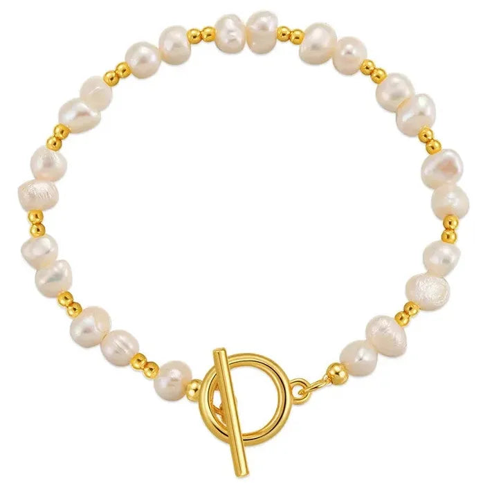 Bohemian Freshwater Pearl Bracelet for Women Girls Copper Bangle Charm