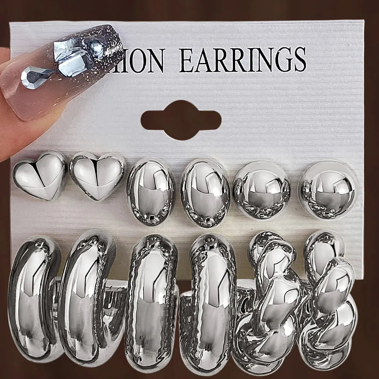 12Pcs Vintage Gold Geometric Water Drop C-Earrings Tungsten Zinc Alloy