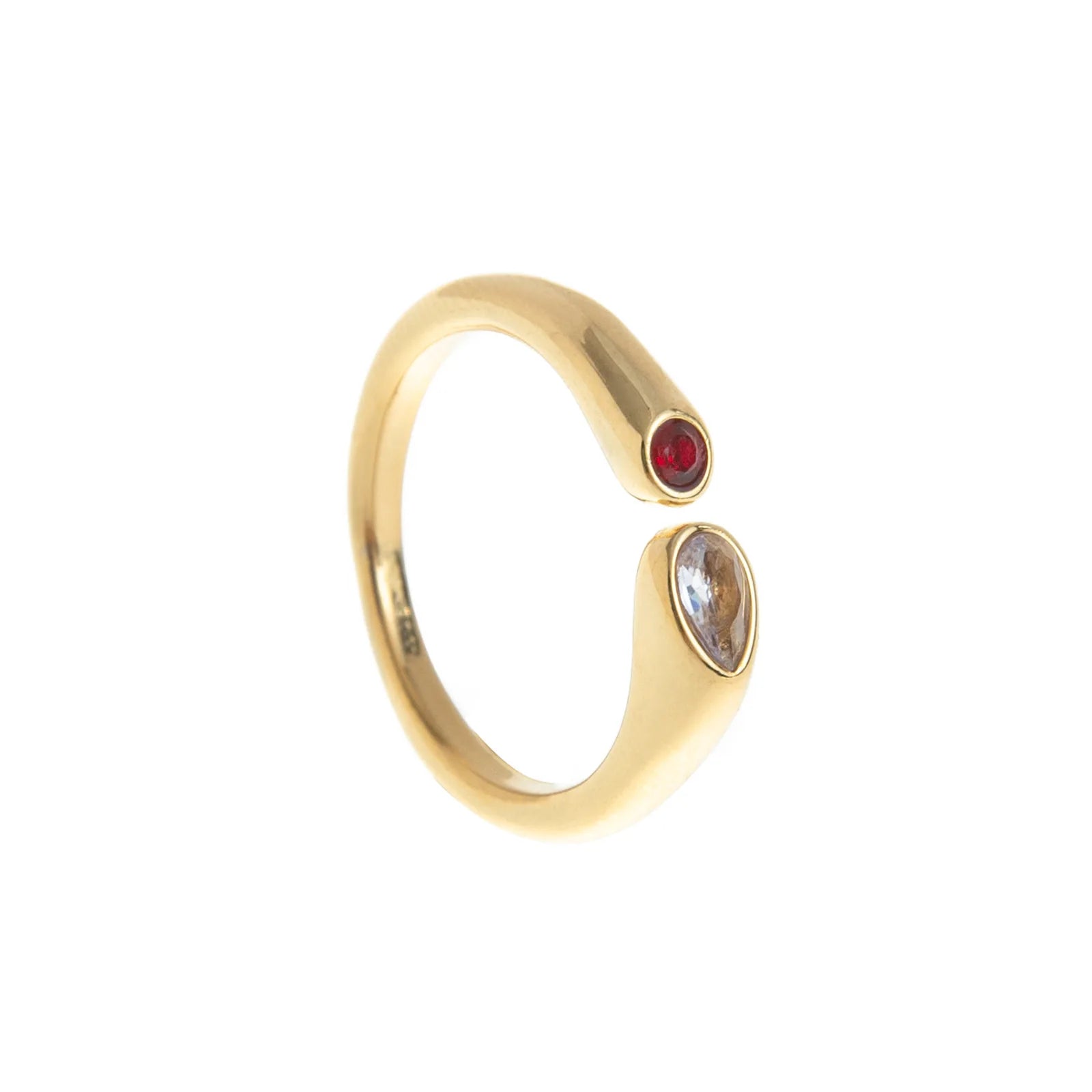 18k Gold Plated Stainless Steel 12 Month Birthstone Water Droplet Zircon Ring