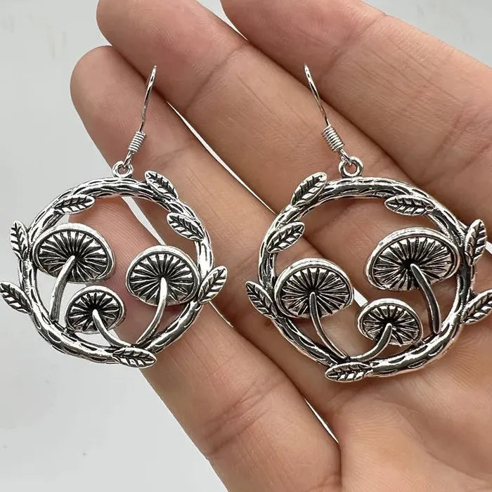 Handmade Bohemian Women's Earrings Zinc Alloy Mushroom Pendant Christmas Gift