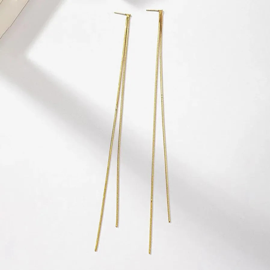 Minimalism Stainless Steel Geometric Tassel Drop Earrings for Women Gold Jewelry