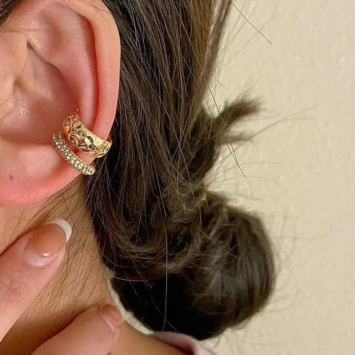 Geometric Double-Layer Ear Cuff No Piercing Clip Earrings for Women Stylish
