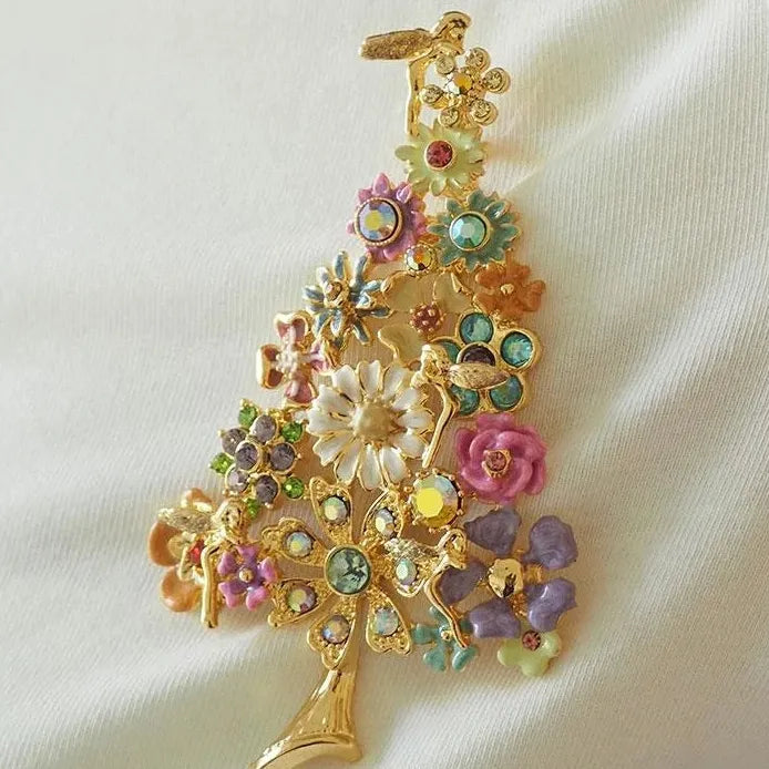 Vintage Medieval Flower Fairy Brooch Antique Christmas Pin Accessory