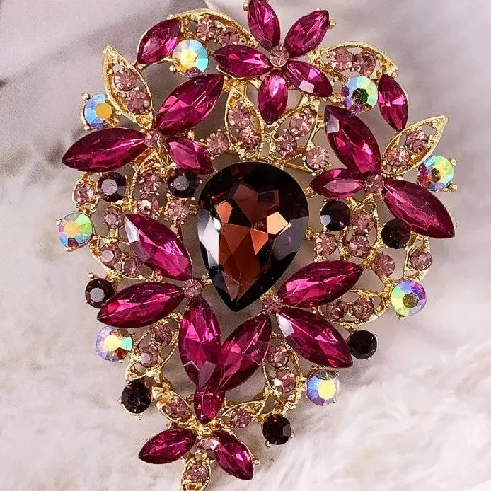 Classic Rhinestone Skeleton Flower Brooch Women’s Coat Pin Elegant Style
