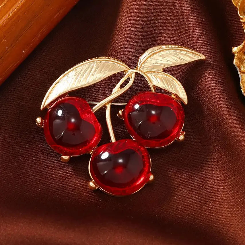 Classic Cherry Fruit Brooch for Men and Women Elegant Gift Accessory