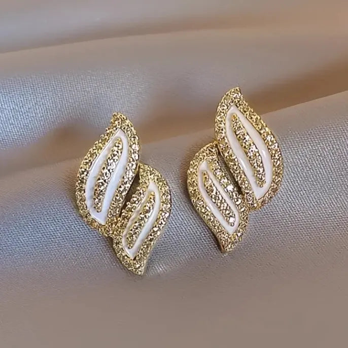 Geometric Cubic Zirconia Stud Earrings for Women in Copper Alloy Jewelry