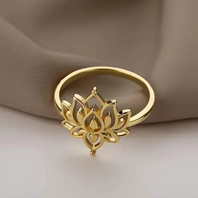 Romantic Lotus Flower Women’s Wedding Ring Brass Gold & Silver Color Jewelry