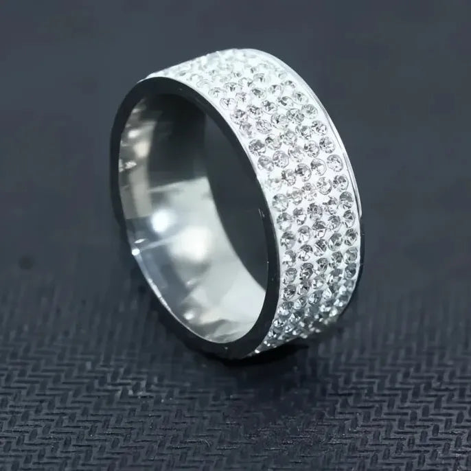 Classic Women’s Band Ring Full Paved Cubic Zirconia Crystal Wedding Engagement Party Jewelry