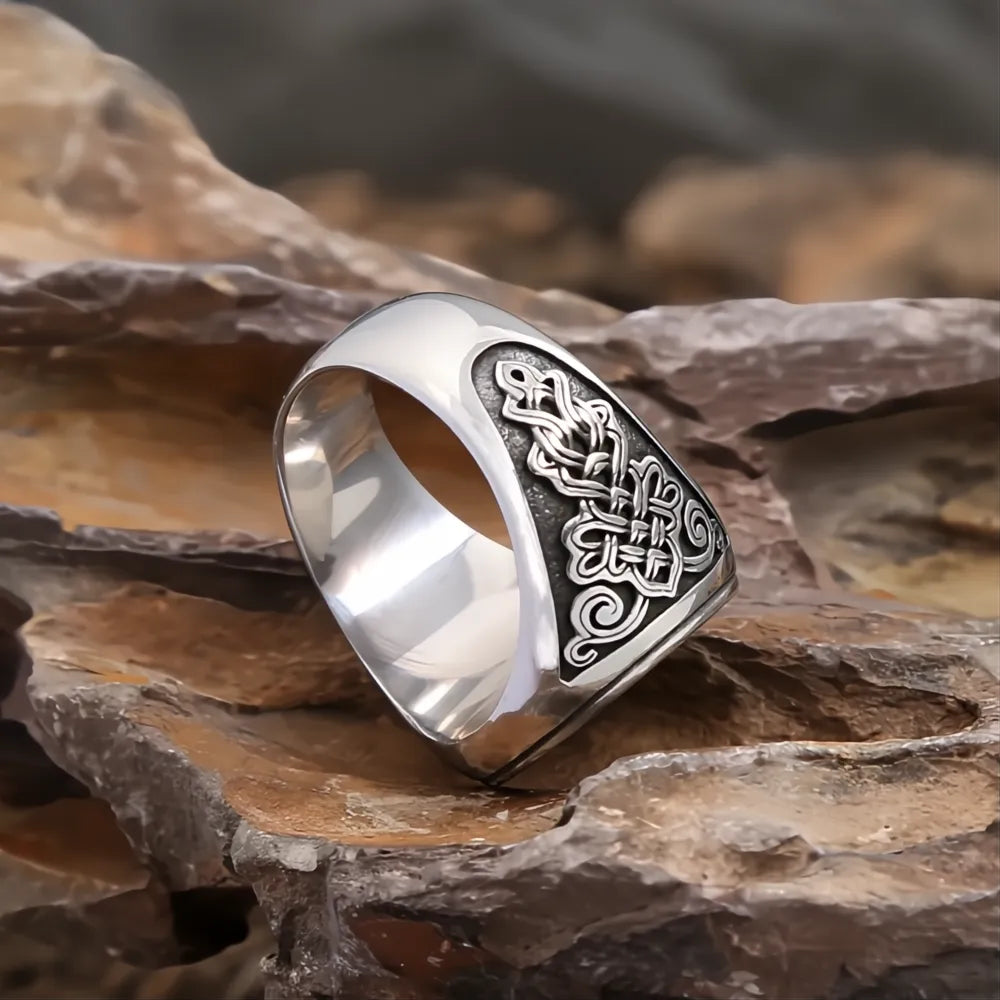 1️⃣ Knight Rider Ring 316L Stainless Steel Viking Celtic Gothic Ring for Men