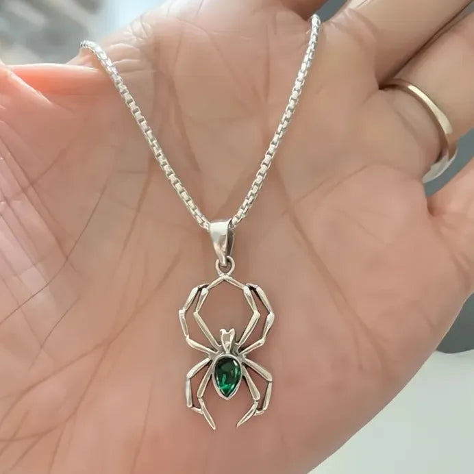 Unisex Punk Spider Pendant Necklace Acrylic Copper Alloy Jewelry Gift