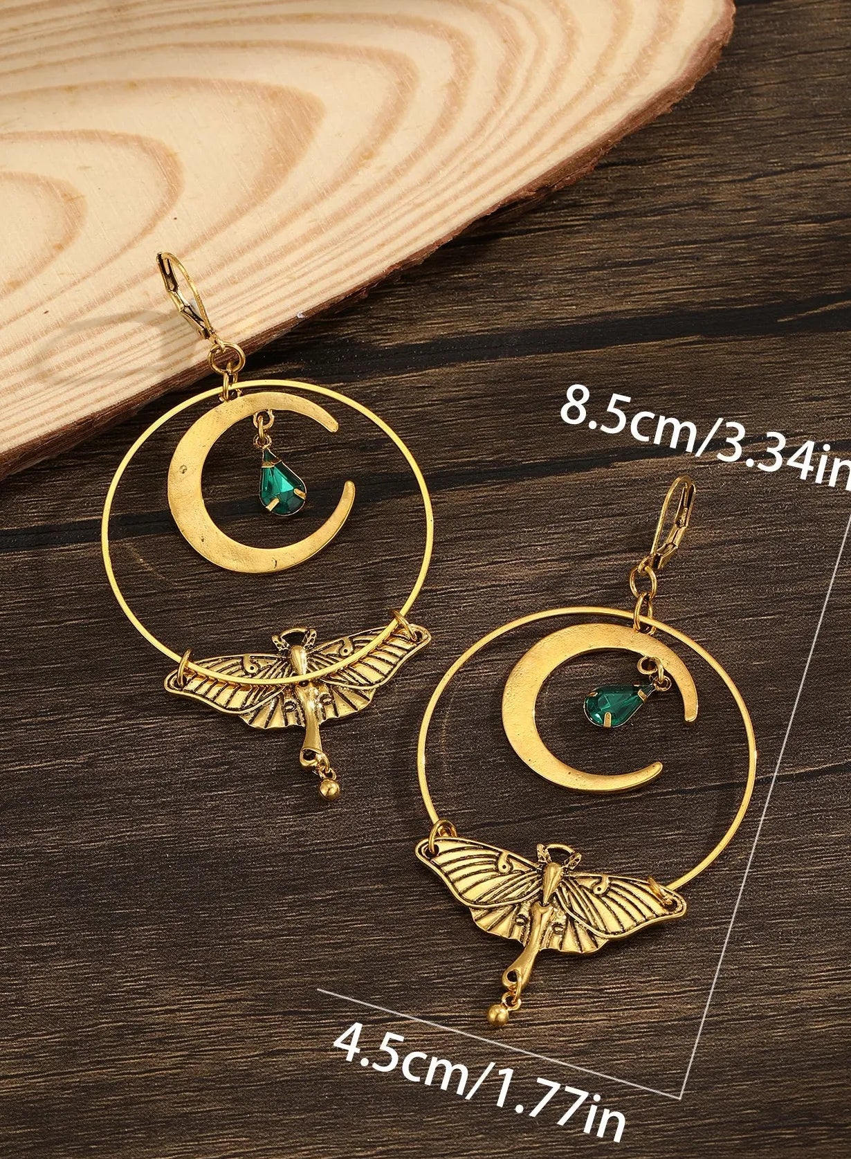 Bohemian Moon Moth Zinc Alloy Earrings for Women, Fashion Jewelry Gift