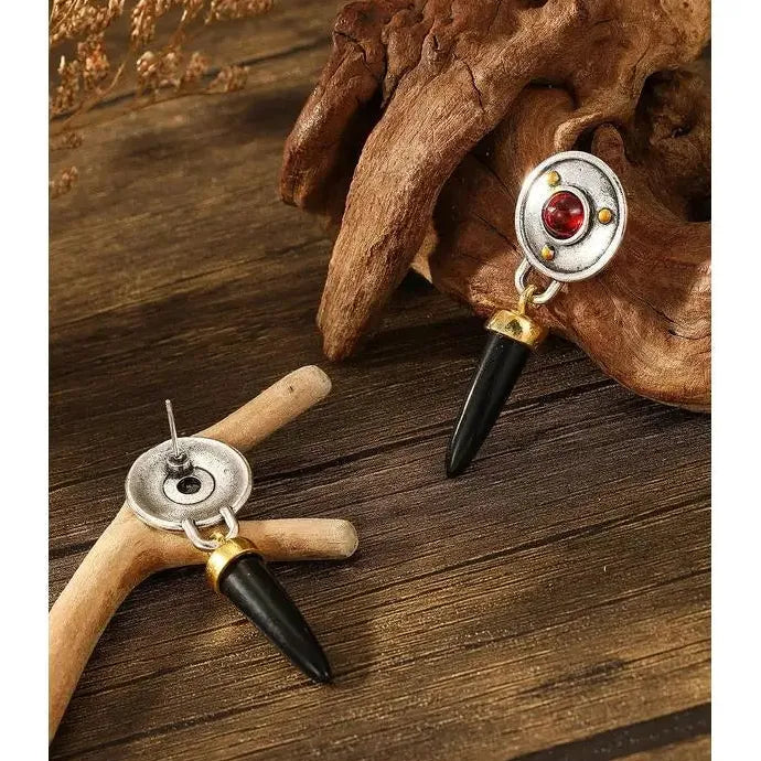 Retro Punk Men's Bullet Shaped Earrings Zinc Alloy Hip-Hop Rock Jewelry