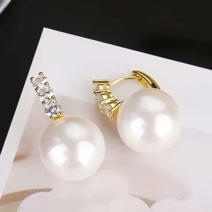Elegant Geometric Drop Earrings for Women with Cubic Zirconia Pearl
