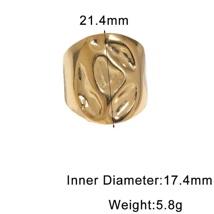 Stainless Steel Irregular Wide Open Ring Unisex Punk Jewelry for Men Women