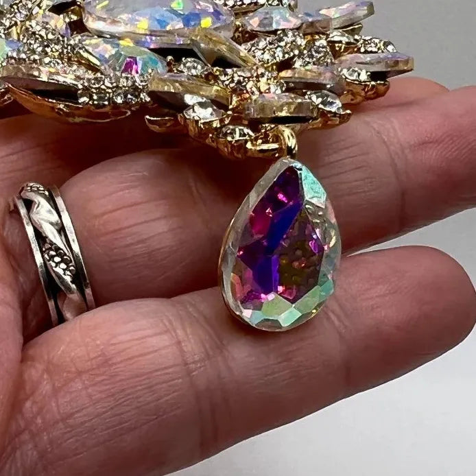 Geometric Water Drop Rhinestone Brooch Pin for Women Stylish Accessory