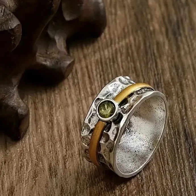Green Rhinestone Zinc Alloy Ring Vintage Fashion Engagement Unisex