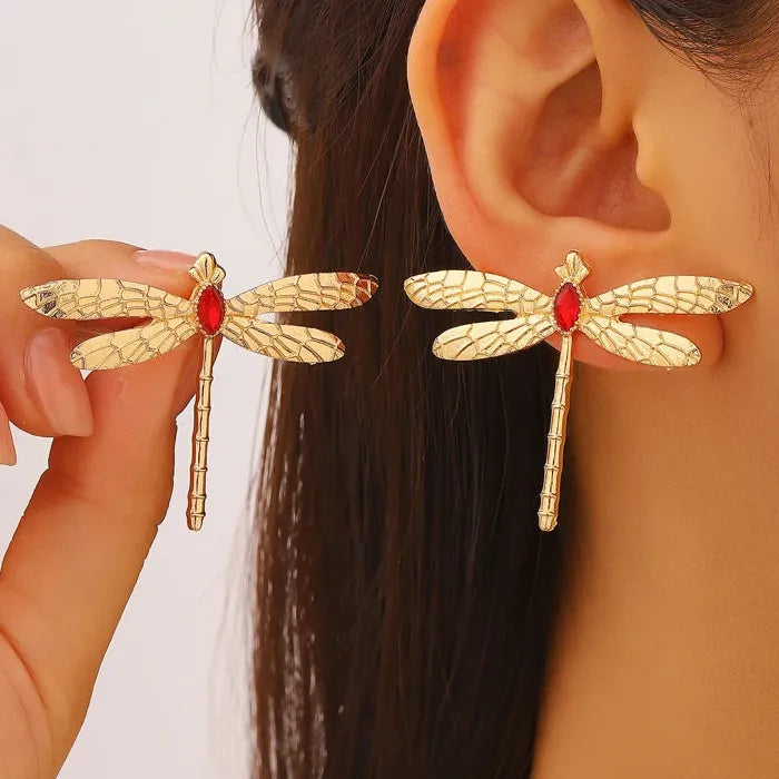 Dragonfly Zinc Alloy Drop Earrings for Women Retro Punk Party Gift