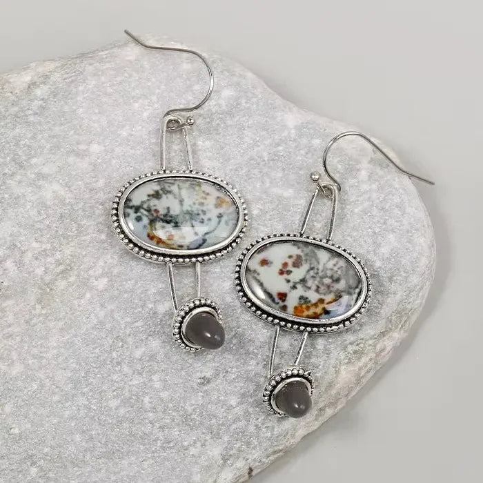 Vintage Water Drop Pendant Earrings Zinc Alloy Round Metal Ladies Jewelry