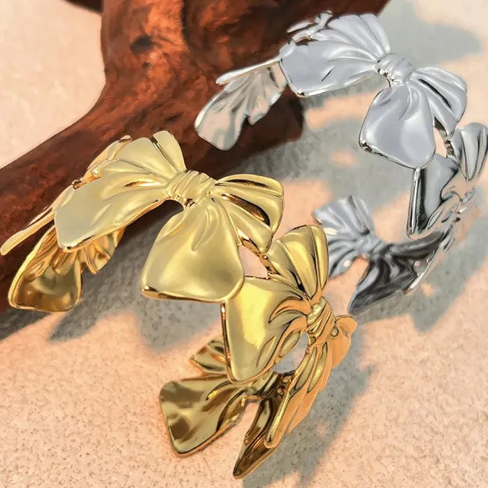 Butterfly Knot Stainless Steel Bracelet Big Bowknot Waterproof Rustproof Jewelry