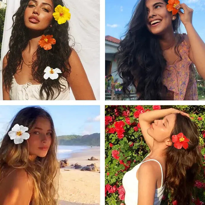 Bohemian Hawaiian Flower Hair Clip Alloy Floral Accessory for Women Girls