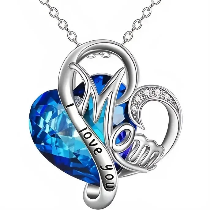 Mother's Day Pendant Necklace for Mom Copper Alloy Pink Flower CZ Jewelry