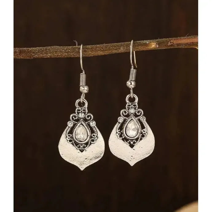 Retro Bohemian Geometric Flower Water Drop Cube Zirconia Earrings Women