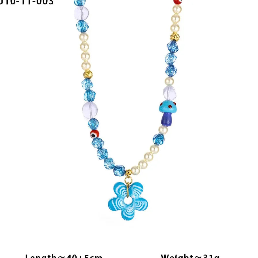 Handmade Summer Multicolor Flower Pearl Beaded Choker Necklace Elegant