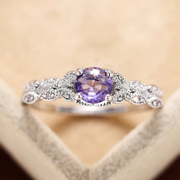 Geometric Cubic Zirconia Brass Wedding Band Ring for Women