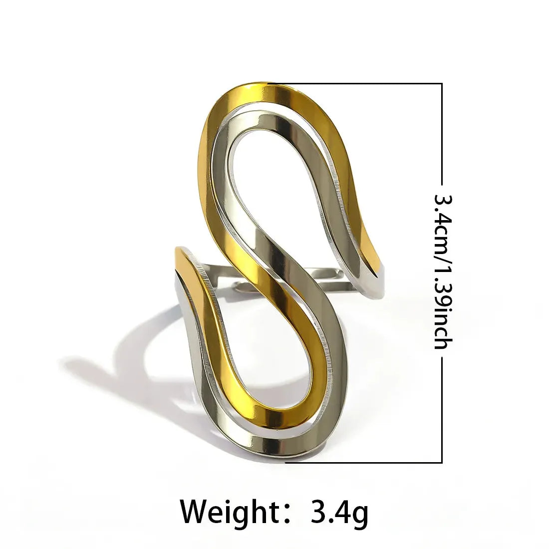Vintage Geometric Multi-Layer Irregular Leaf Heart Stainless Steel Cocktail Ring