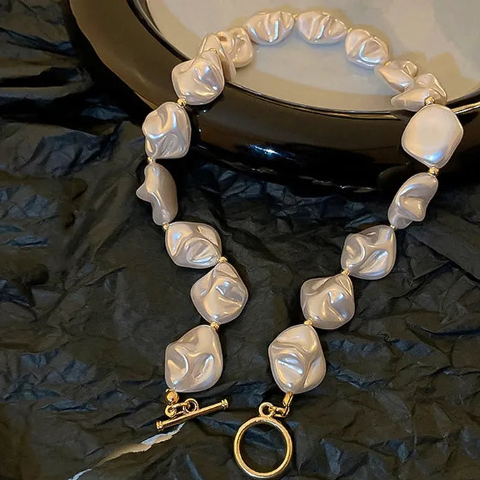 2026 Elegant Baroque Imitation Pearl Beaded Choker Necklace & Bracelet Set