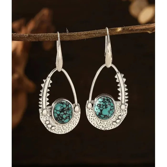 Silver Water Drop Dangle Earrings Natural Stone Zinc Alloy Bridal Wedding Jewelry Gifts
