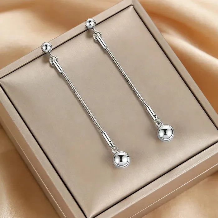 Minimalist Stainless Steel Ball Drop Earrings for Women Vintage Gift