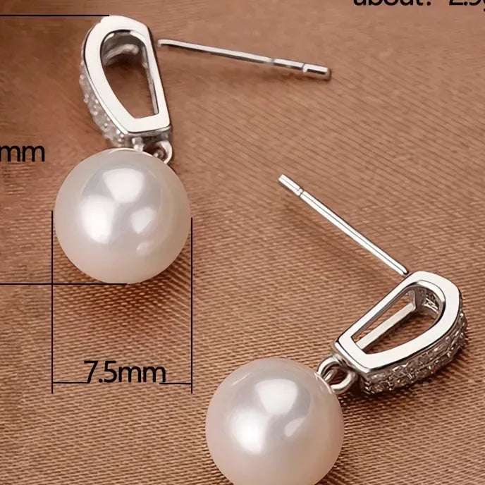 Trendy Simulated Pearl Drop Earrings for Women Brass Alloy Wedding Engagement Jewelry