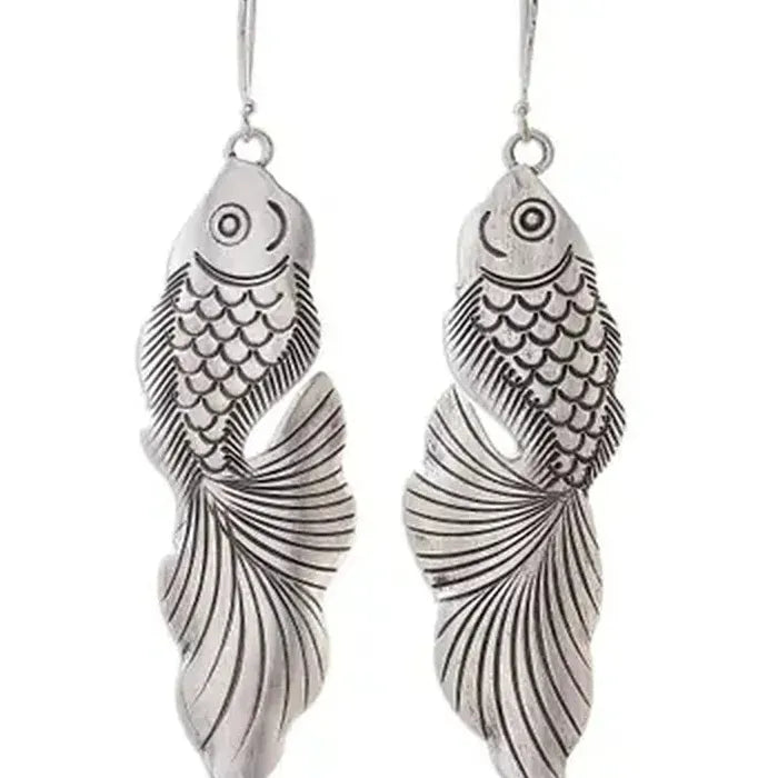 Retro Exaggerated Women's Goldfish Earrings Zinc Alloy Drop Jewelry Gift